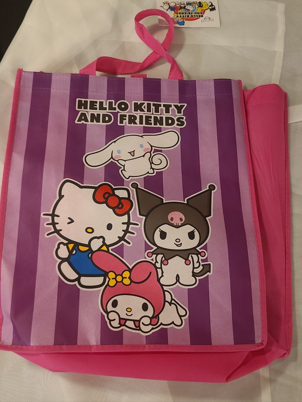NWT Sanrio Collectible Hello Kitty and Friends Pink Purple Striped Tote - Picture 2 of 6